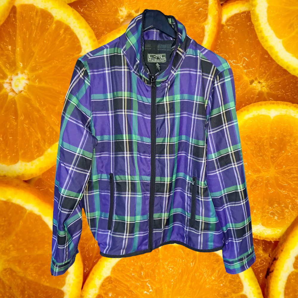 Lauren Ralph Lauren Full Zip Purple, Black and Green Plaid Jacket